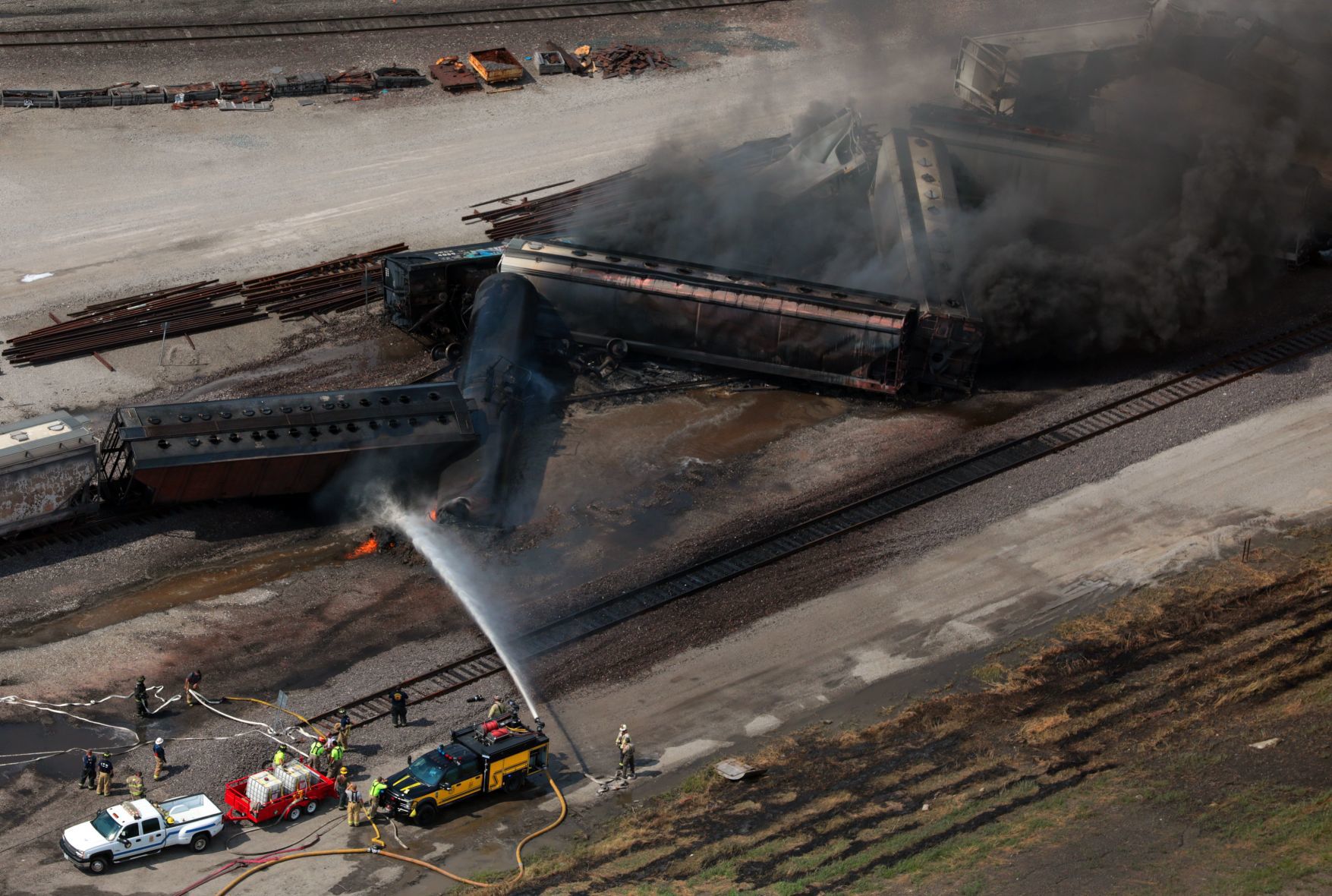 Train derailment sparks fire, evacuations in Dupo
